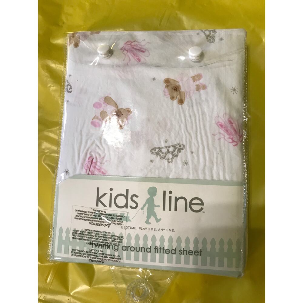 Kidsline Twirling Around Fitted‎ Sheet 52x28 standard crib Ballerina Bear Crown